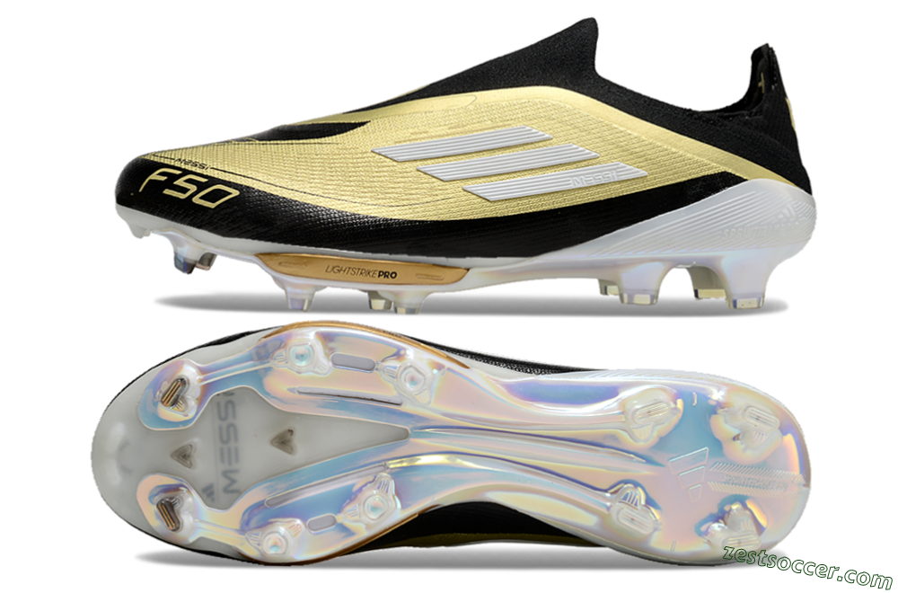 Adidas F50+ Lightstrike Pro Laceless FG Low-Tops Soccer Cleats - Gold/Black/White 1