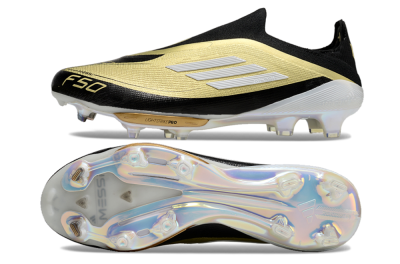 Adidas F50+ Lightstrike Pro Laceless FG Low-Tops Soccer Cleats - Gold/Black/White