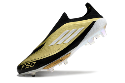 Adidas F50+ Lightstrike Pro Laceless FG Low-Tops Soccer Cleats - Gold/Black/White
