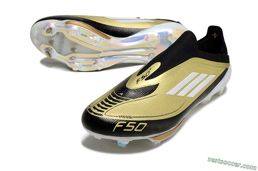 Adidas F50+ Lightstrike Pro Laceless FG Low-Tops Soccer Cleats - Gold/Black/White 3