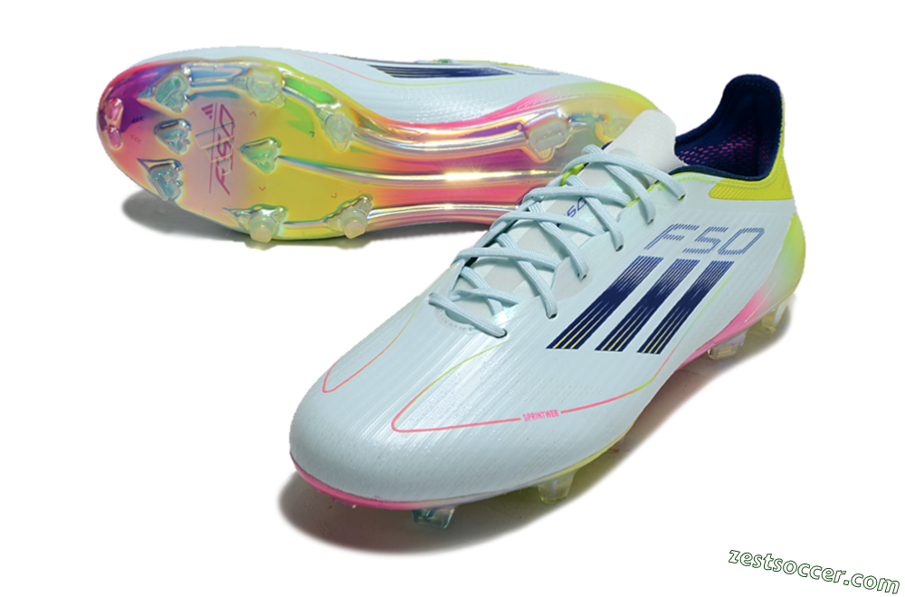 Adidas F50 Elite FG Low-Tops Soccer Cleats - Jade/Blue/Yellow 3
