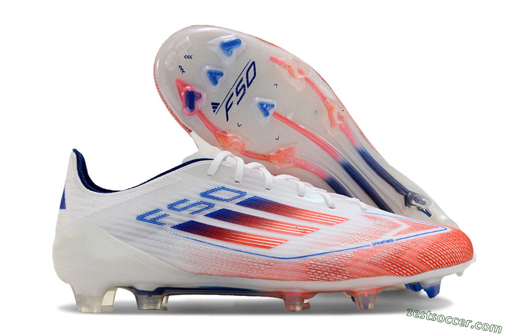 Adidas F50 Elite FG Low-Tops Soccer Cleats - White/Red/Blue 0