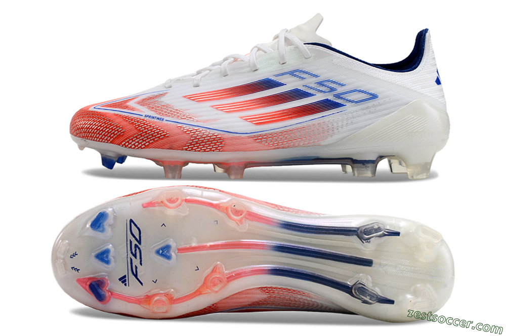 Adidas F50 Elite FG Low-Tops Soccer Cleats - White/Red/Blue 1