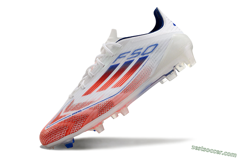 Adidas F50 Elite FG Low-Tops Soccer Cleats - White/Red/Blue 5