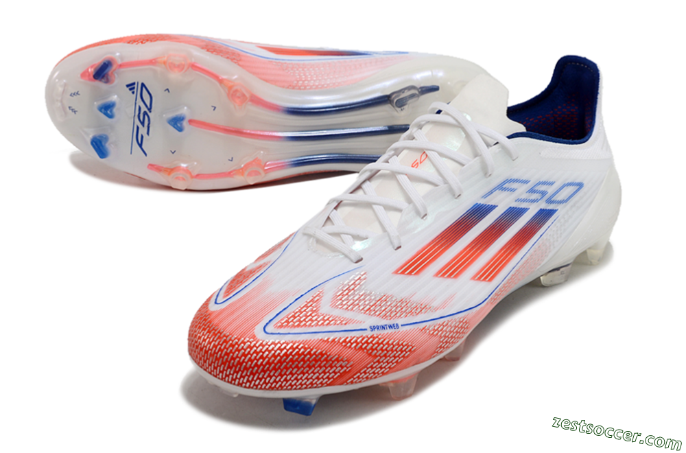 Adidas F50 Elite FG Low-Tops Soccer Cleats - White/Red/Blue 3