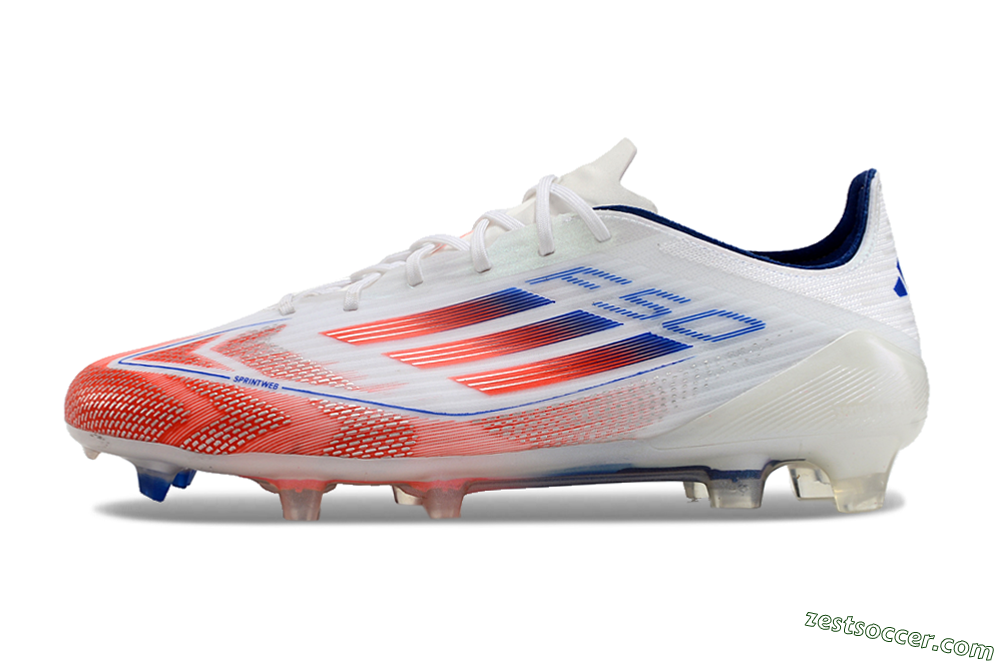 Adidas F50 Elite FG Low-Tops Soccer Cleats - White/Red/Blue 2