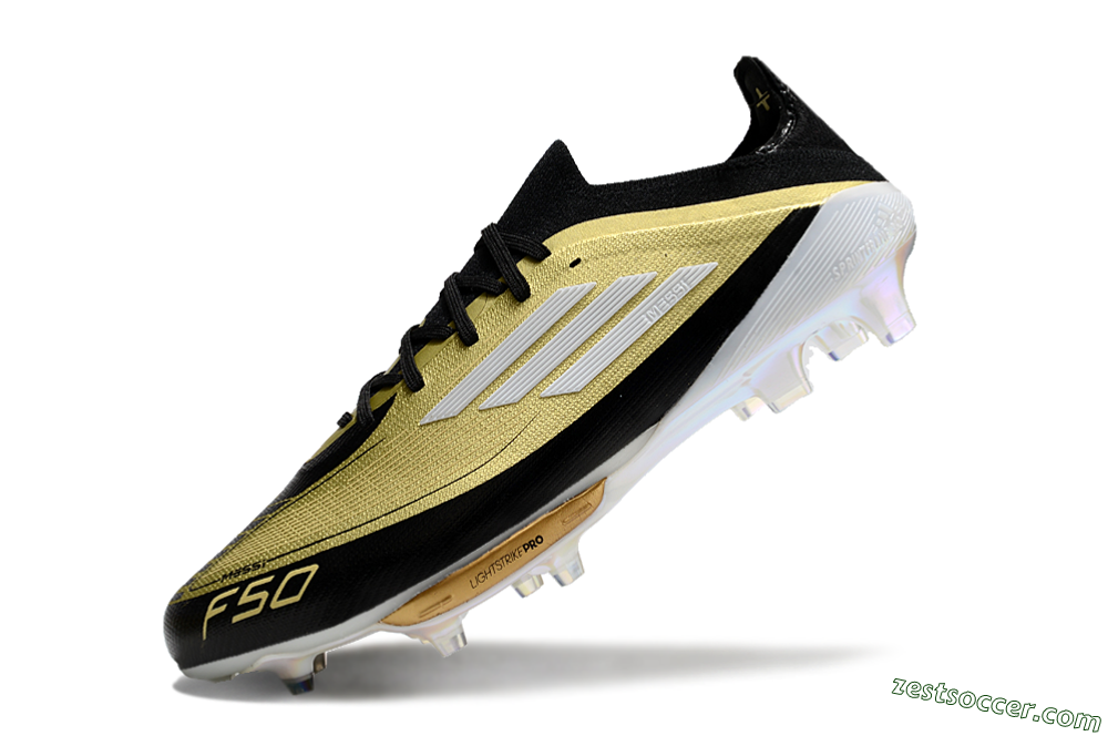 Adidas F50+ Lightstrike Pro FG Low-Tops Soccer Cleats - Gold/Black/White 5
