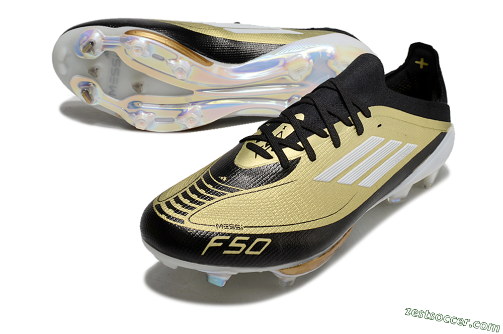 Adidas F50+ Lightstrike Pro FG Low-Tops Soccer Cleats - Gold/Black/White 3