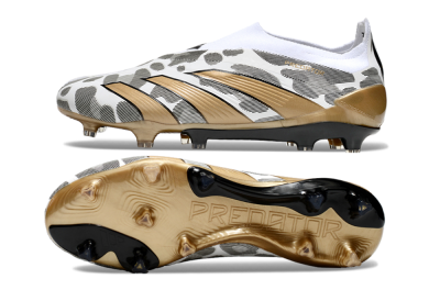 Adidas Predator Elite 24 Laceless FG Low-Tops Soccer Cleats - White/Black/Gold