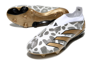 Adidas Predator Elite 24 Laceless FG Low-Tops Soccer Cleats - White/Black/Gold