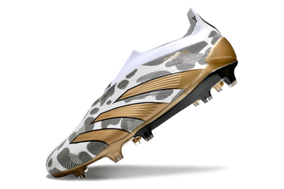 Adidas Predator Elite 24 Laceless FG Low-Tops Soccer Cleats - White/Black/Gold