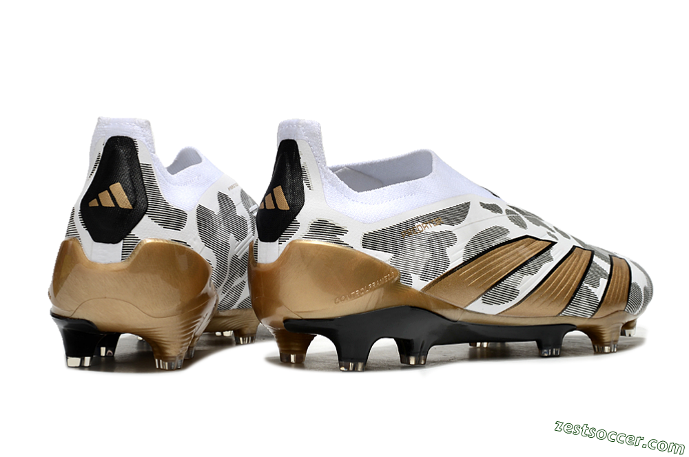 Adidas Predator Elite 24 Laceless FG Low-Tops Soccer Cleats - White/Black/Gold 6