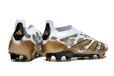 Adidas Predator Elite 24 Laceless FG Low-Tops Soccer Cleats - White/Black/Gold