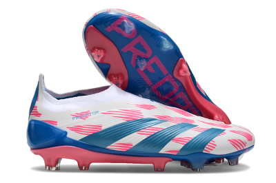 Adidas Predator Elite 24 Laceless FG Low-Tops Soccer Cleats - White/Pink/Blue
