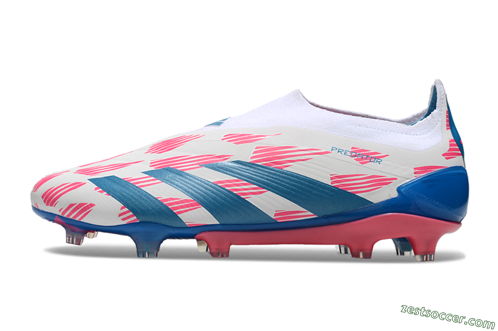 Adidas Predator Elite 24 Laceless FG Low-Tops Soccer Cleats - White/Pink/Blue 2