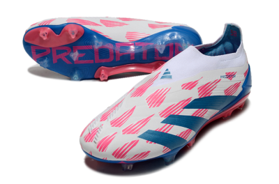 Adidas Predator Elite 24 Laceless FG Low-Tops Soccer Cleats - White/Pink/Blue