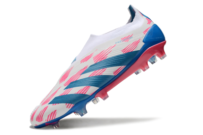 Adidas Predator Elite 24 Laceless FG Low-Tops Soccer Cleats - White/Pink/Blue