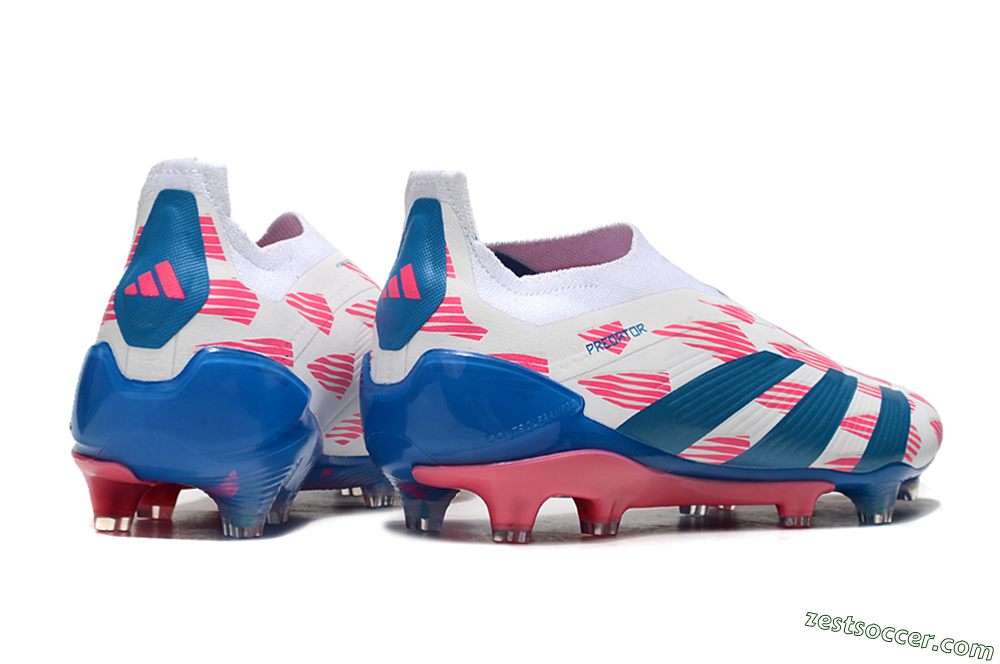 Adidas Predator Elite 24 Laceless FG Low-Tops Soccer Cleats - White/Pink/Blue 6