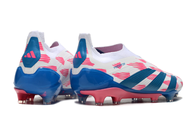 Adidas Predator Elite 24 Laceless FG Low-Tops Soccer Cleats - White/Pink/Blue
