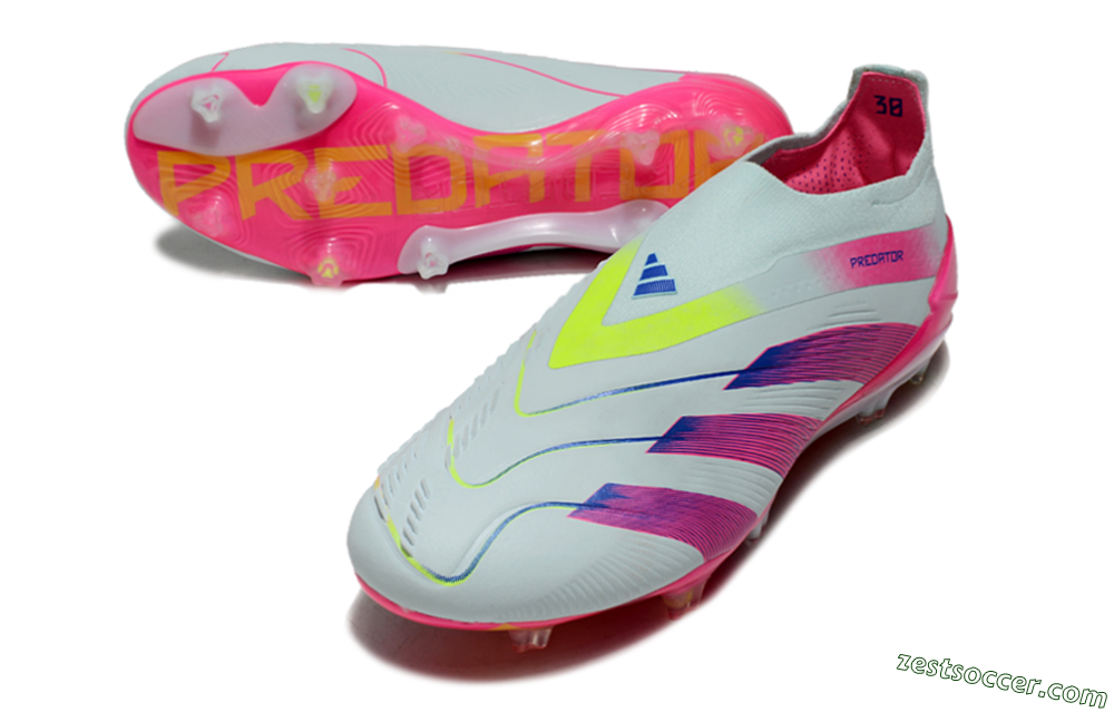 Adidas Predator Elite 24 Laceless FG Low-Tops Soccer Cleats - Jade/Blue/Pink 3