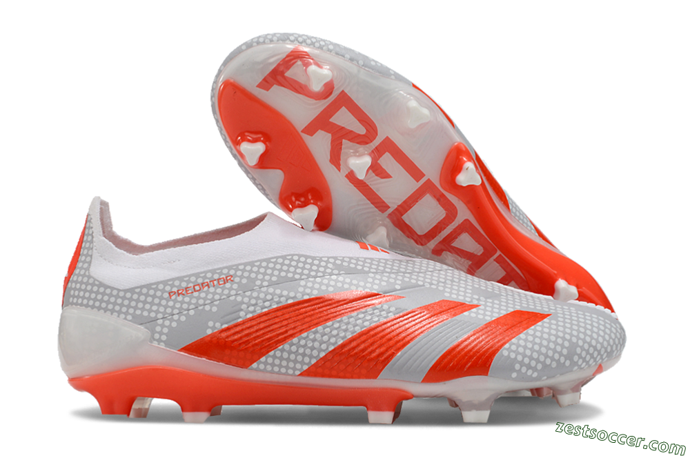 Adidas Predator Elite 24 Laceless FG Low-Tops Soccer Cleats - Grey/Red/White 0