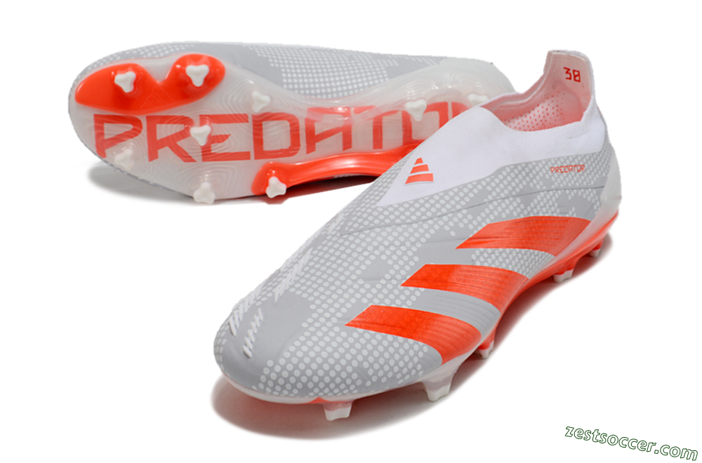 Adidas Predator Elite 24 Laceless FG Low-Tops Soccer Cleats - Grey/Red/White 3