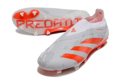 Adidas Predator Elite 24 Laceless FG Low-Tops Soccer Cleats - Grey/Red/White