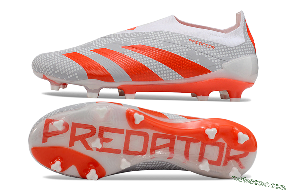 Adidas Predator Elite 24 Laceless FG Low-Tops Soccer Cleats - Grey/Red/White 1