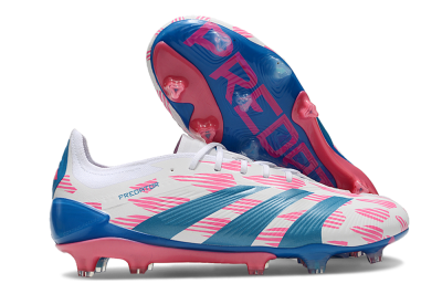 Adidas Predator 24 Elite FG Low-Tops Soccer Cleats - White/Pink/Blue