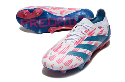 Adidas Predator 24 Elite FG Low-Tops Soccer Cleats - White/Pink/Blue