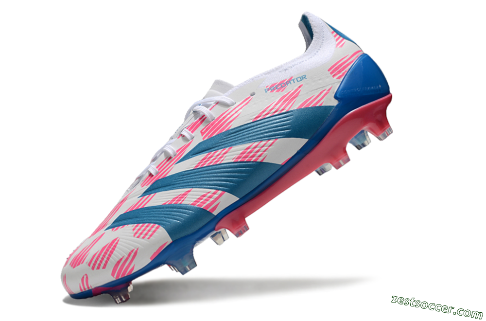 Adidas Predator 24 Elite FG Low-Tops Soccer Cleats - White/Pink/Blue 5