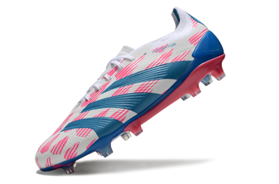 Adidas Predator 24 Elite FG Low-Tops Soccer Cleats - White/Pink/Blue