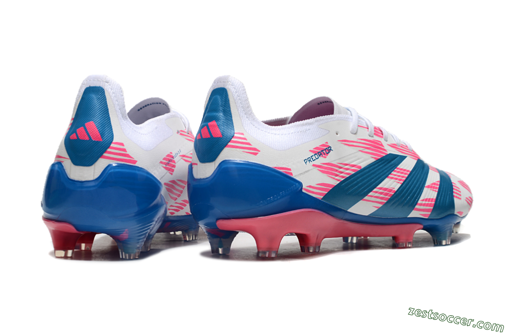 Adidas Predator 24 Elite FG Low-Tops Soccer Cleats - White/Pink/Blue 6