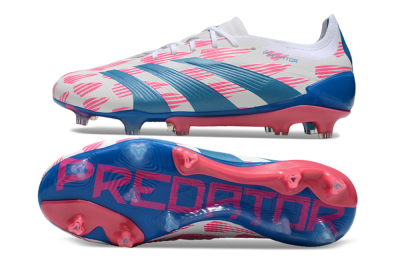 Adidas Predator 24 Elite FG Low-Tops Soccer Cleats - White/Pink/Blue