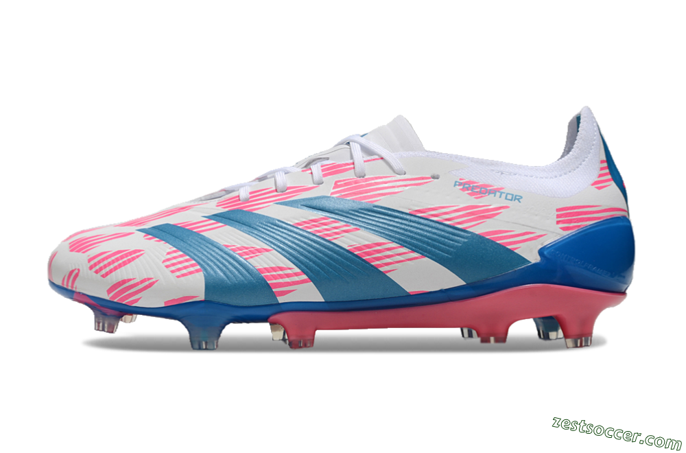 Adidas Predator 24 Elite FG Low-Tops Soccer Cleats - White/Pink/Blue 2