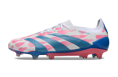 Adidas Predator 24 Elite FG Low-Tops Soccer Cleats - White/Pink/Blue