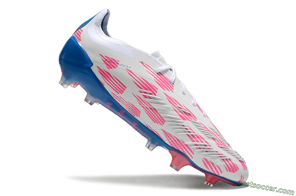 Adidas Predator 24 Elite FG Low-Tops Soccer Cleats - White/Pink/Blue 4