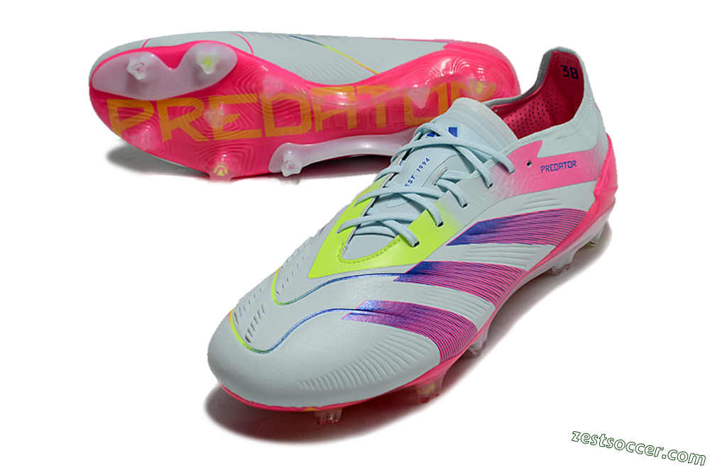 Adidas Predator 24 Elite FG Low-Tops Soccer Cleats - Jade/Blue/Pink 3