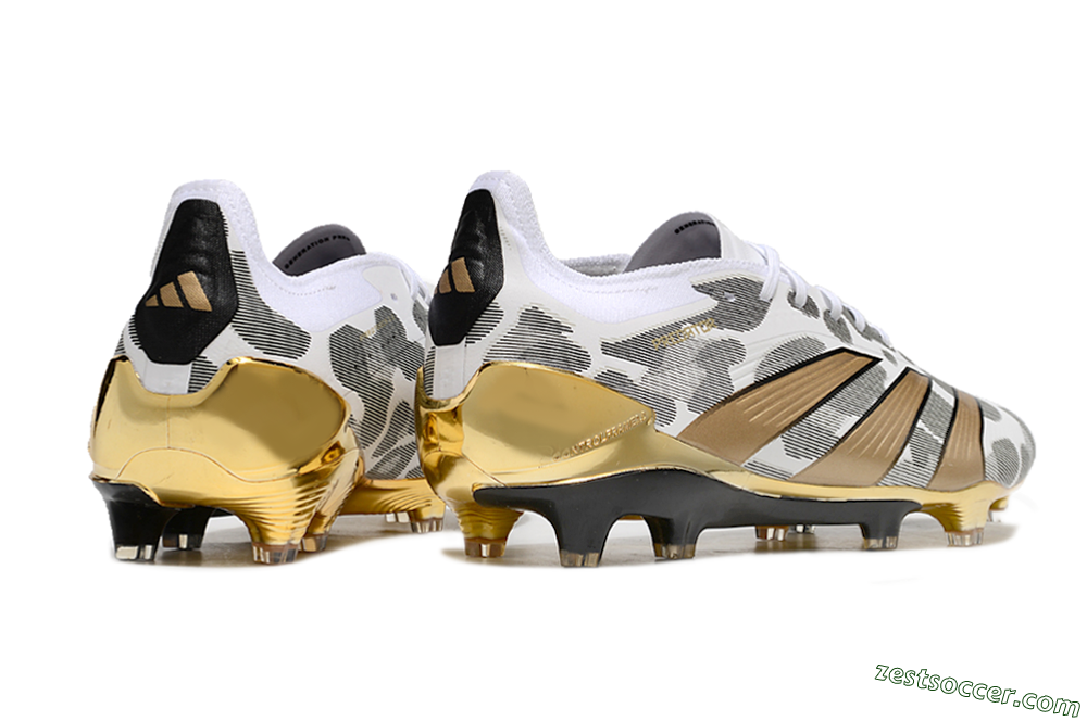 Adidas Predator 24 Elite FG Low-Tops Soccer Cleats - White/Black/Gold 6
