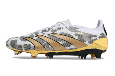 Adidas Predator 24 Elite FG Low-Tops Soccer Cleats - White/Black/Gold