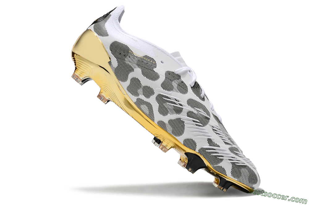 Adidas Predator 24 Elite FG Low-Tops Soccer Cleats - White/Black/Gold 4