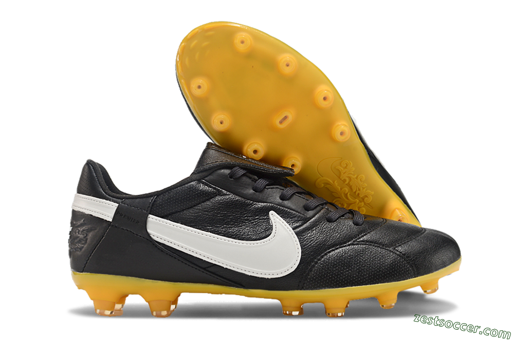 Nike The Premier 3 FG Low-Tops Soccer Cleats - Black/White/Yellow 0