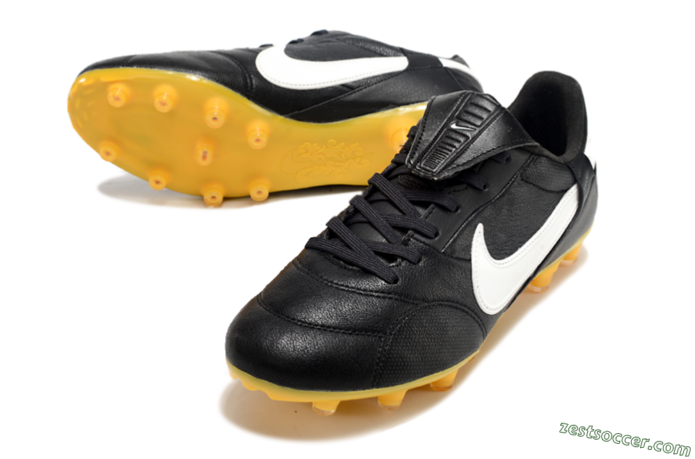 Nike The Premier 3 FG Low-Tops Soccer Cleats - Black/White/Yellow 2