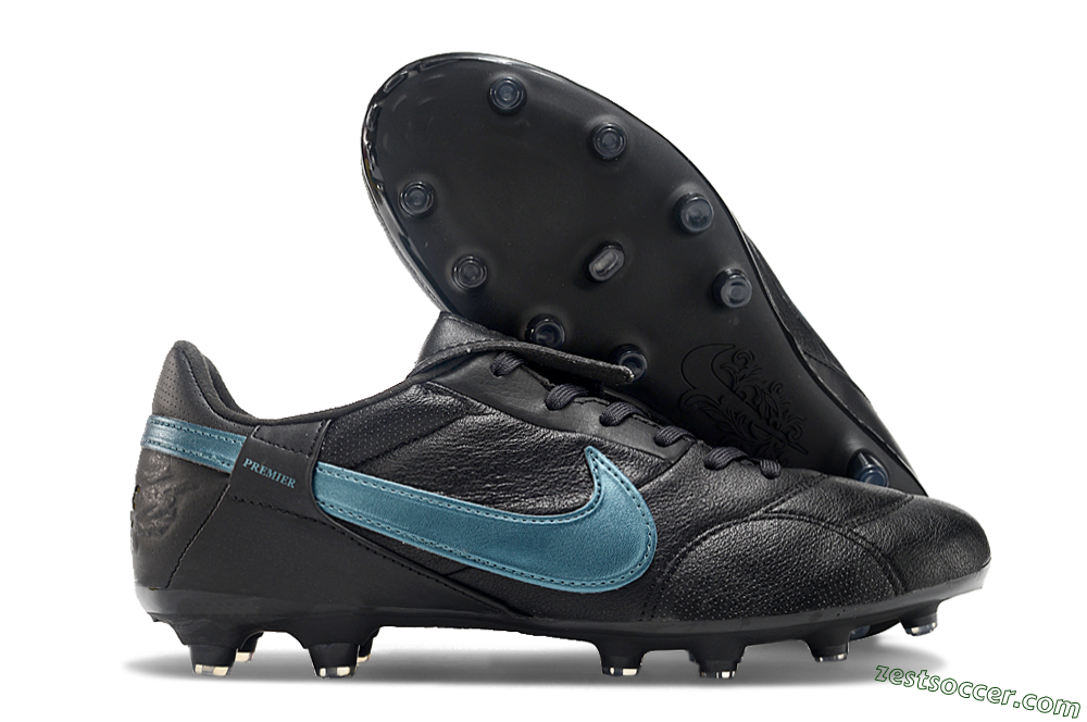 Nike The Premier 3 FG Low-Tops Soccer Cleats - Black/Silver/Blue 0