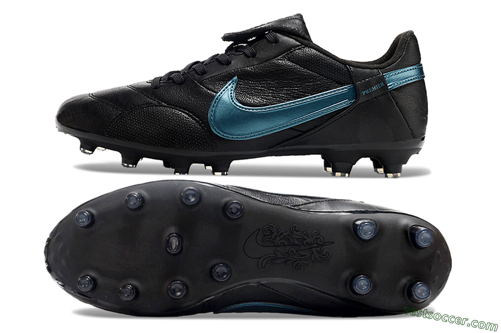 Nike The Premier 3 FG Low-Tops Soccer Cleats - Black/Silver/Blue 1