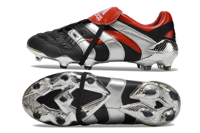Adidas Predator Accelerator FG Low-Tops Soccer Cleats - Black/Silver/Red
