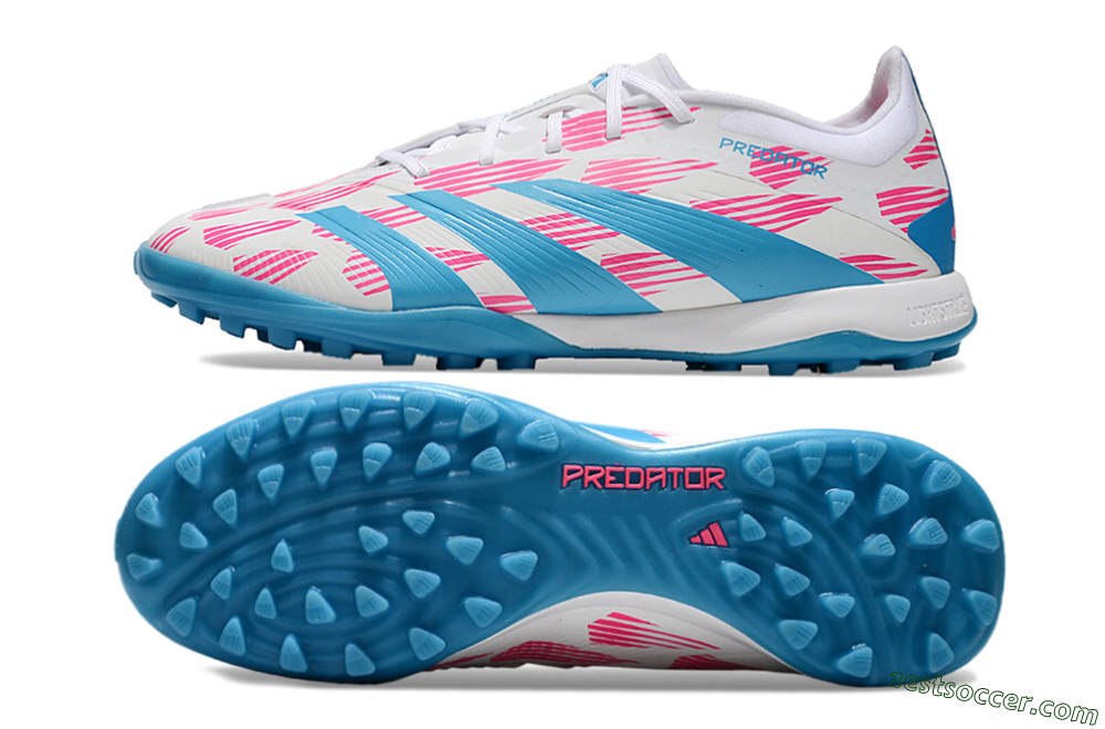 Adidas Predator Elite 24 TF Low-Tops Soccer Shoes - White/Pink/Blue 1