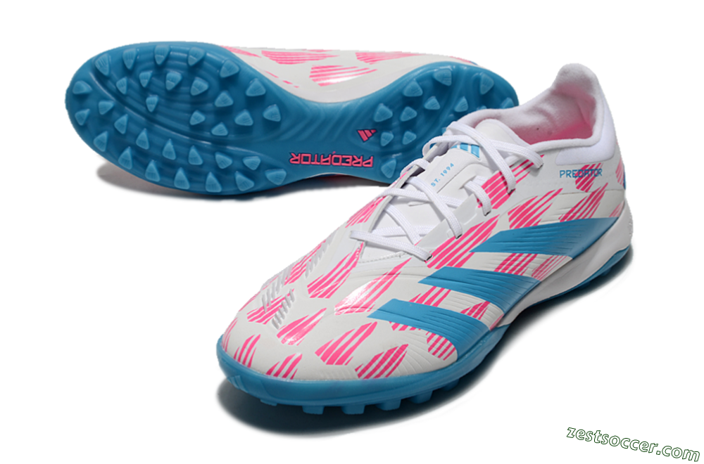 Adidas Predator Elite 24 TF Low-Tops Soccer Shoes - White/Pink/Blue 3
