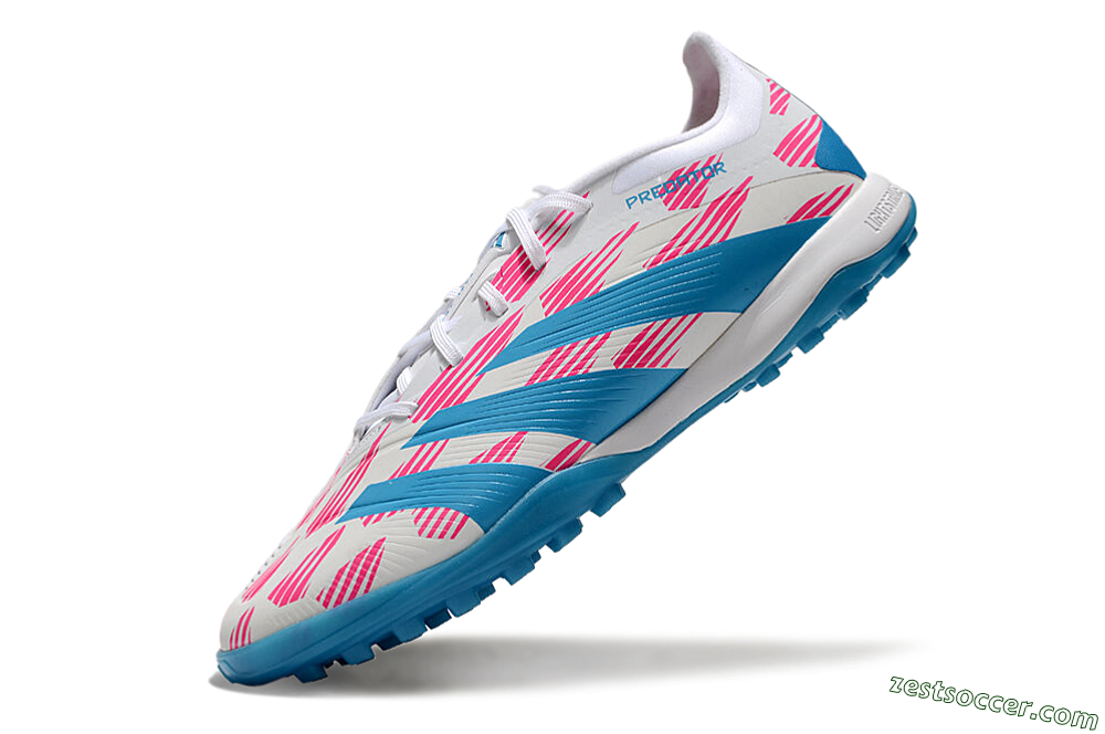 Adidas Predator Elite 24 TF Low-Tops Soccer Shoes - White/Pink/Blue 5