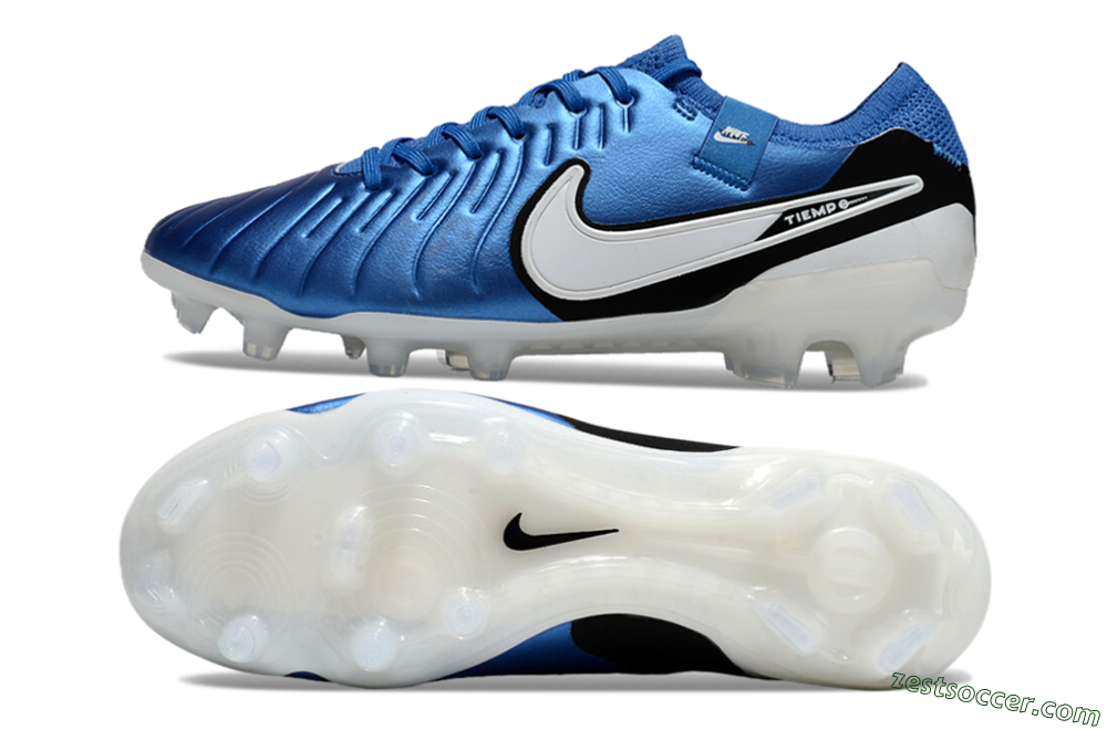 Nike Tiempo Legend 10 Elite FG Low-Tops Soccer Cleats - Blue/White/Black 1